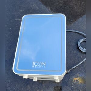 Icon Beauty LED Mirror Door Mini Fridge 9.5x9.5x7" TESTED WORKS!!